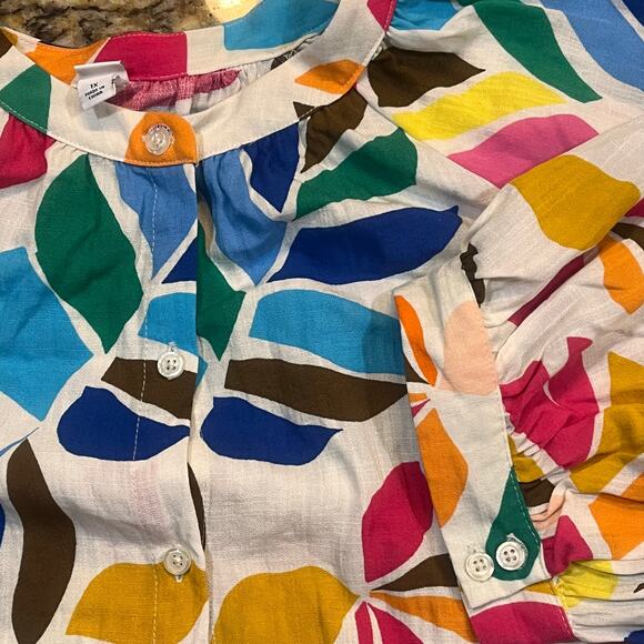 Tabitha Brown Tunic Top Cover Up Size 1X Multicolored Print Button Front - Picture 1 of 7